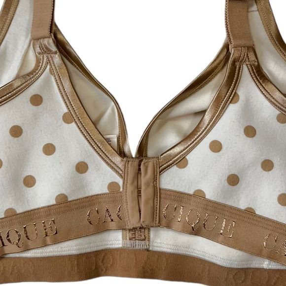 Cacique Cotton No Wire Bra in Ivory/Tan Polka Dot Size 46C - Picture 4 of 7